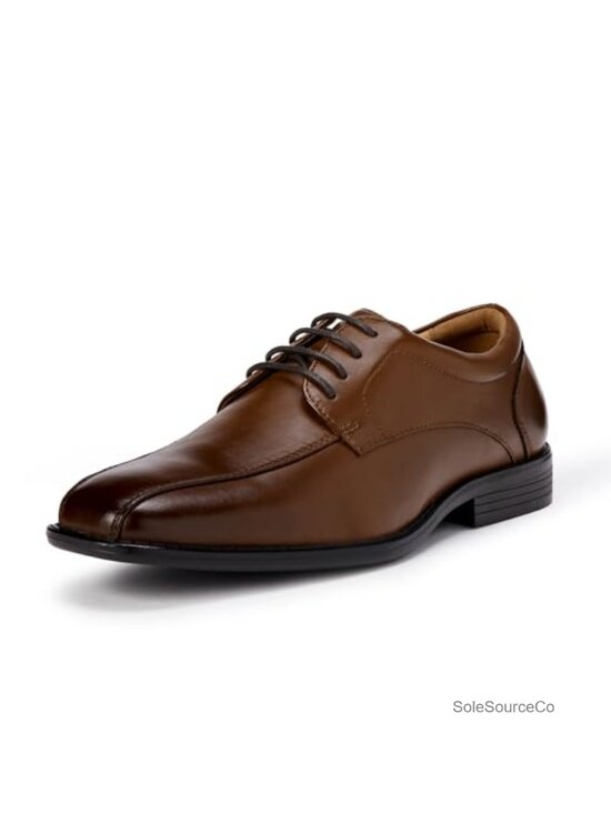Men\'s Faux Leather Twin Seam Square Toe Derby Dress Shoes Lace-Up Oxfords main image 4